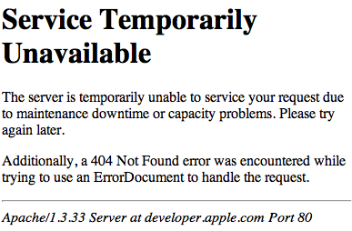 developer.apple.com down