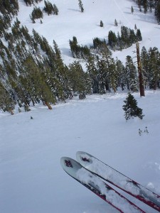 Dropping off a cornice at Expert\'s Return